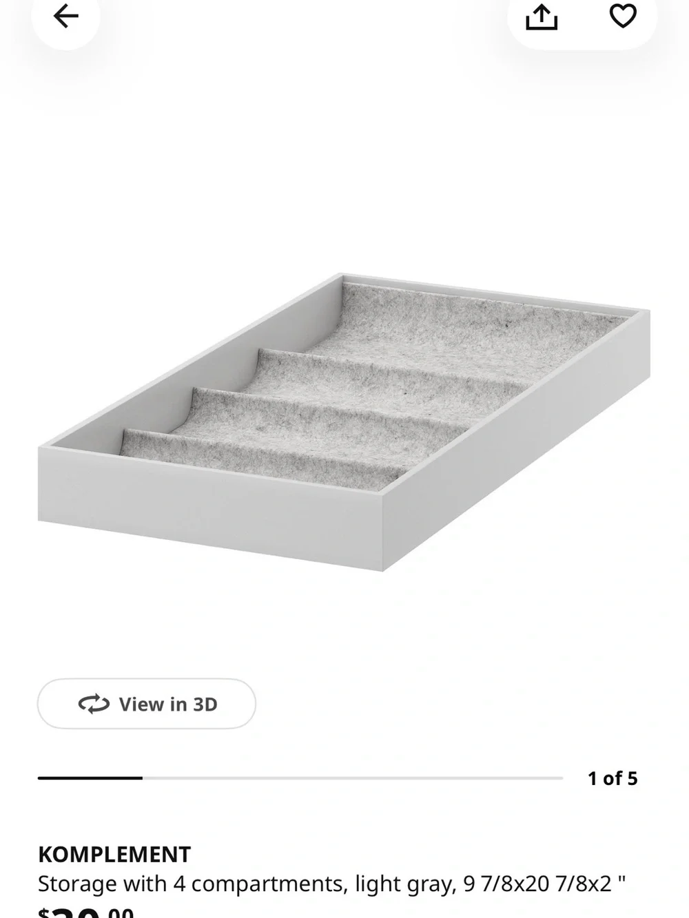 IKEA Felt Jewelry Drawer Organizers in Light Gray - Set of 3